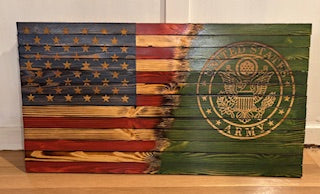 1/2 American and 1/2 Military Flag