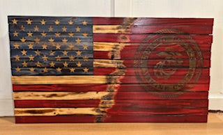 1/2 American and 1/2 Military Flag
