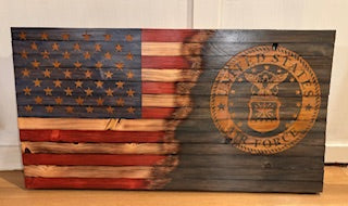 1/2 American and 1/2 Military Flag