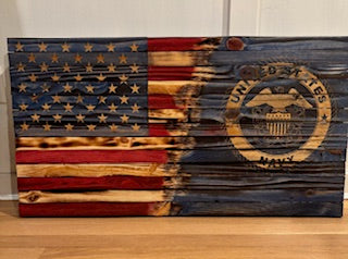1/2 American and 1/2 Military Flag